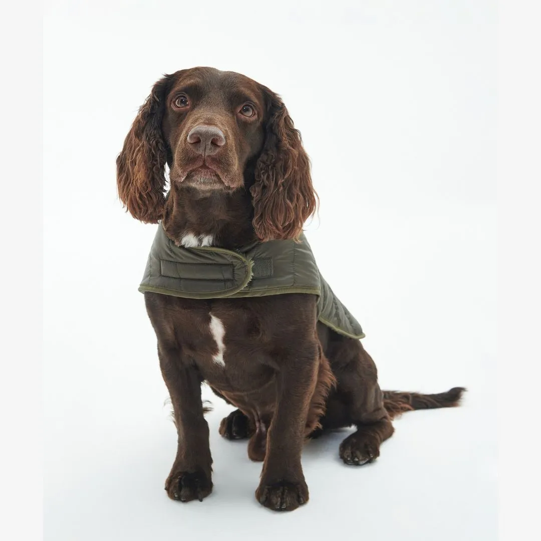Barbour Baffle Quilted Dog Coat in Dark Olive