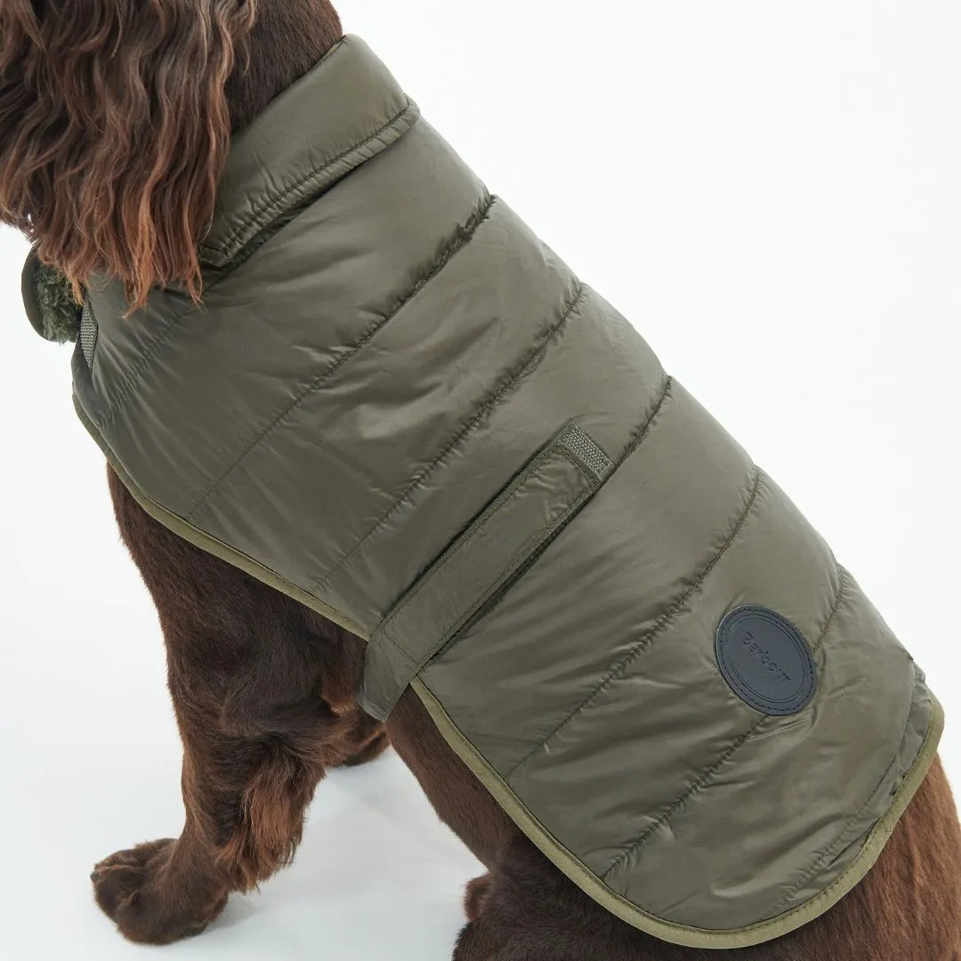 Barbour Baffle Quilted Dog Coat in Dark Olive