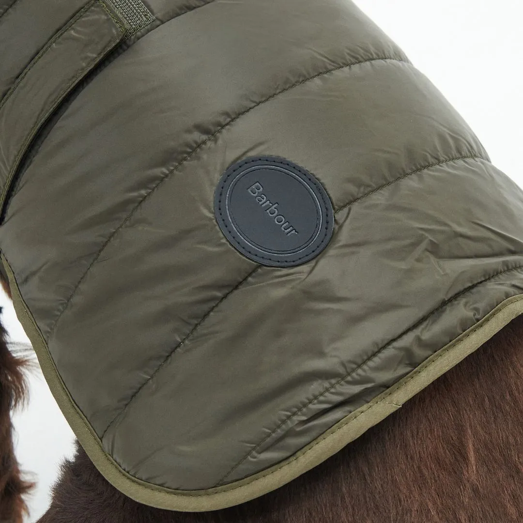 Barbour Baffle Quilted Dog Coat in Dark Olive