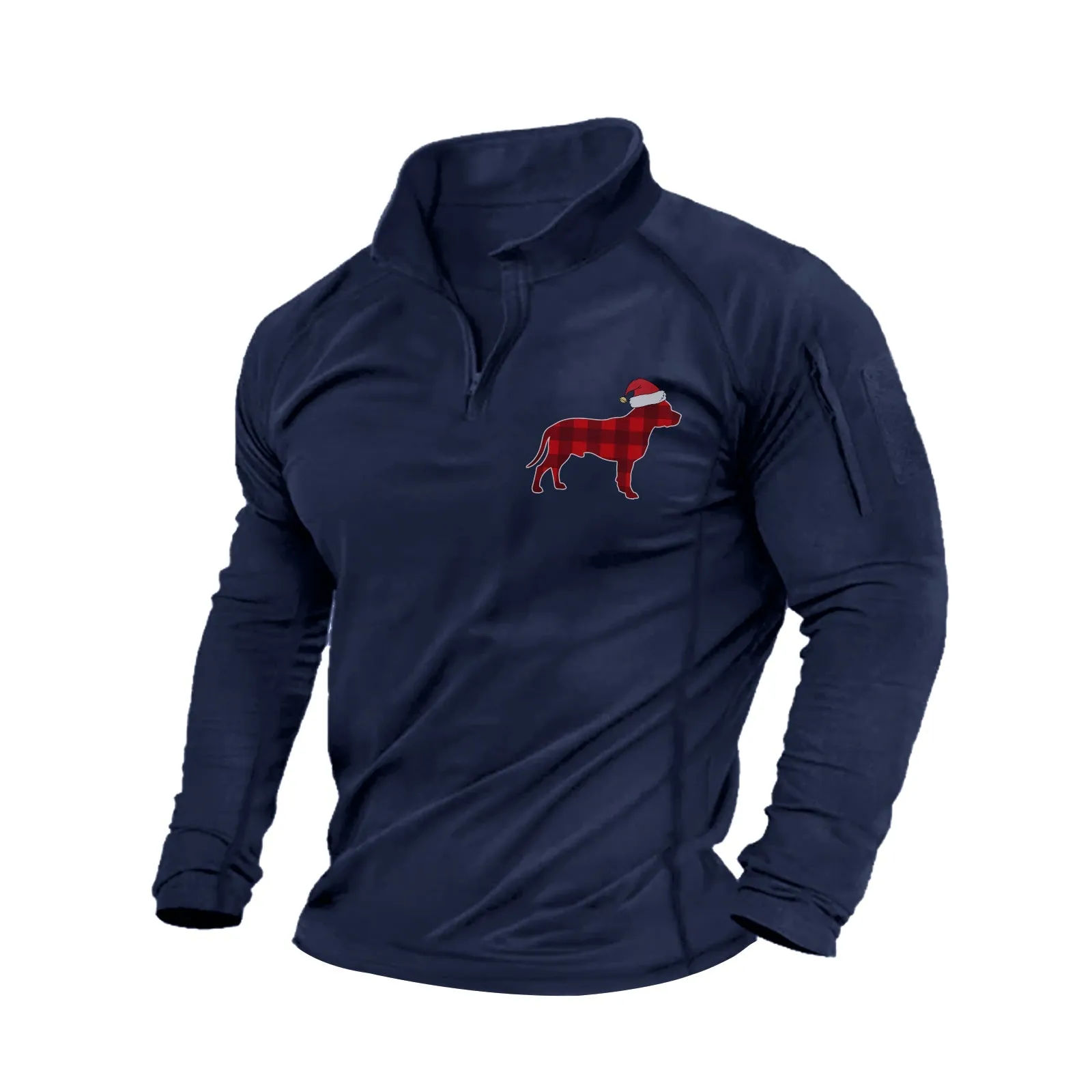 CHRISTMAS DOG GRAPHIC LONG SLEEVE POLO SHIRT