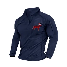 CHRISTMAS DOG GRAPHIC LONG SLEEVE POLO SHIRT