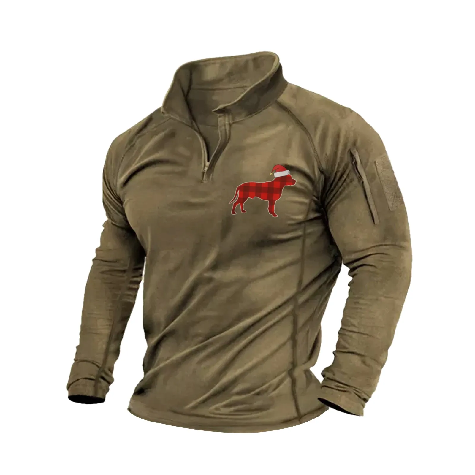 CHRISTMAS DOG GRAPHIC LONG SLEEVE POLO SHIRT