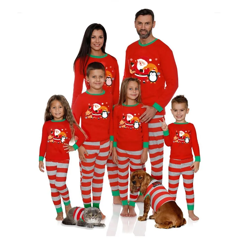Christmas Family clothing suits Christmas pajamas new full-body cartoon Christmas decoration adult kids suits baby jumpsuits