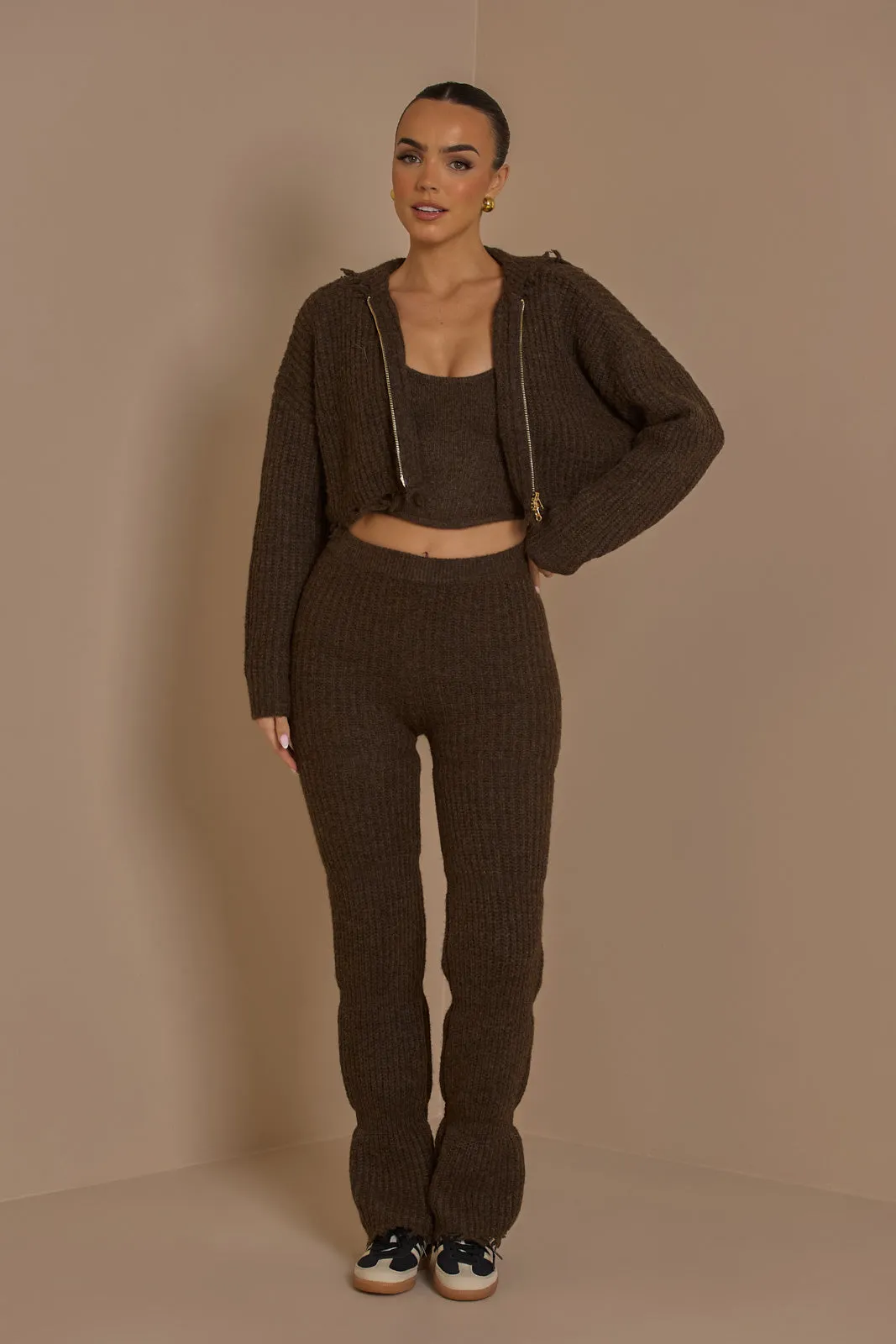 FC ROMI PREMIUM KNIT TROUSERS IN CHOCOLATE