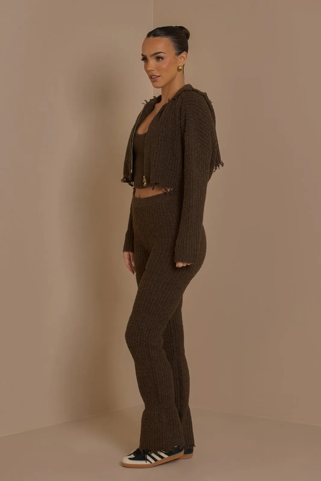 FC ROMI PREMIUM KNIT TROUSERS IN CHOCOLATE