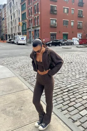 FC ROMI PREMIUM KNIT TROUSERS IN CHOCOLATE