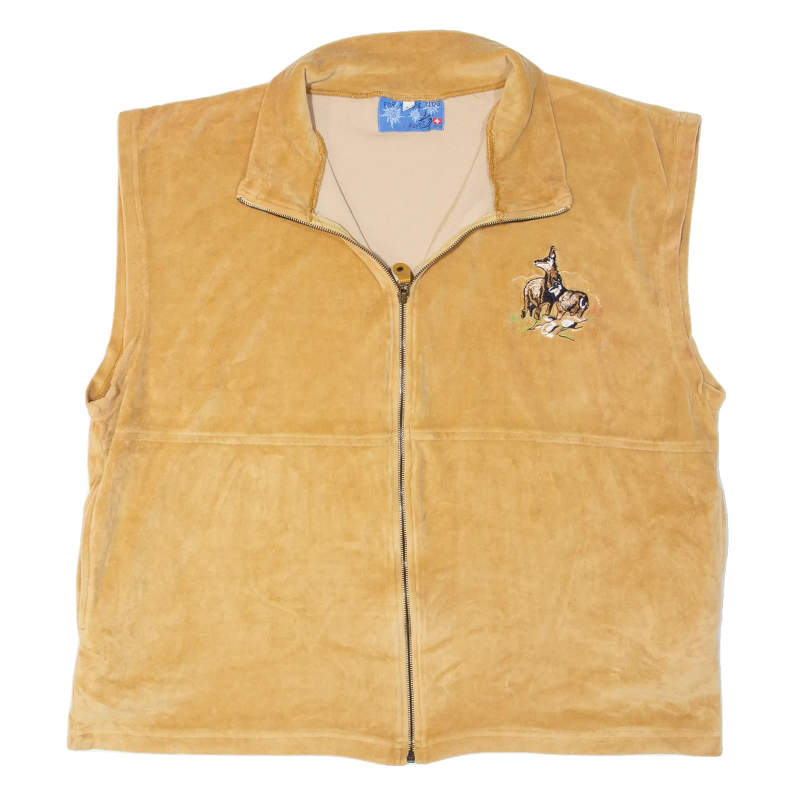 FOR NATURE KIDS Womens Gilet Beige Velvet 90s L