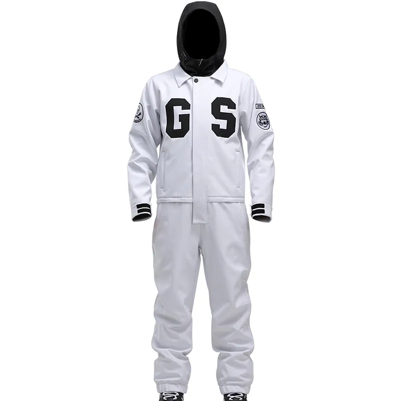 Gsou Snow Women's White Winter Young Fashion 15K Waterproof One Piece Snowboard Suits