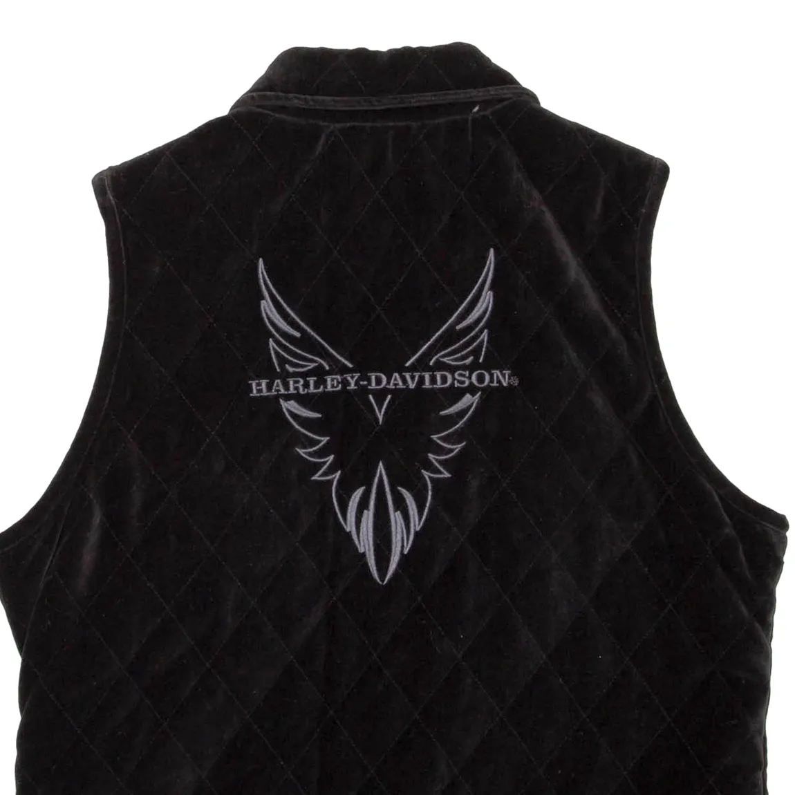 HARLEY DAVIDSON Womens Quilted Gilet Black Velvet S