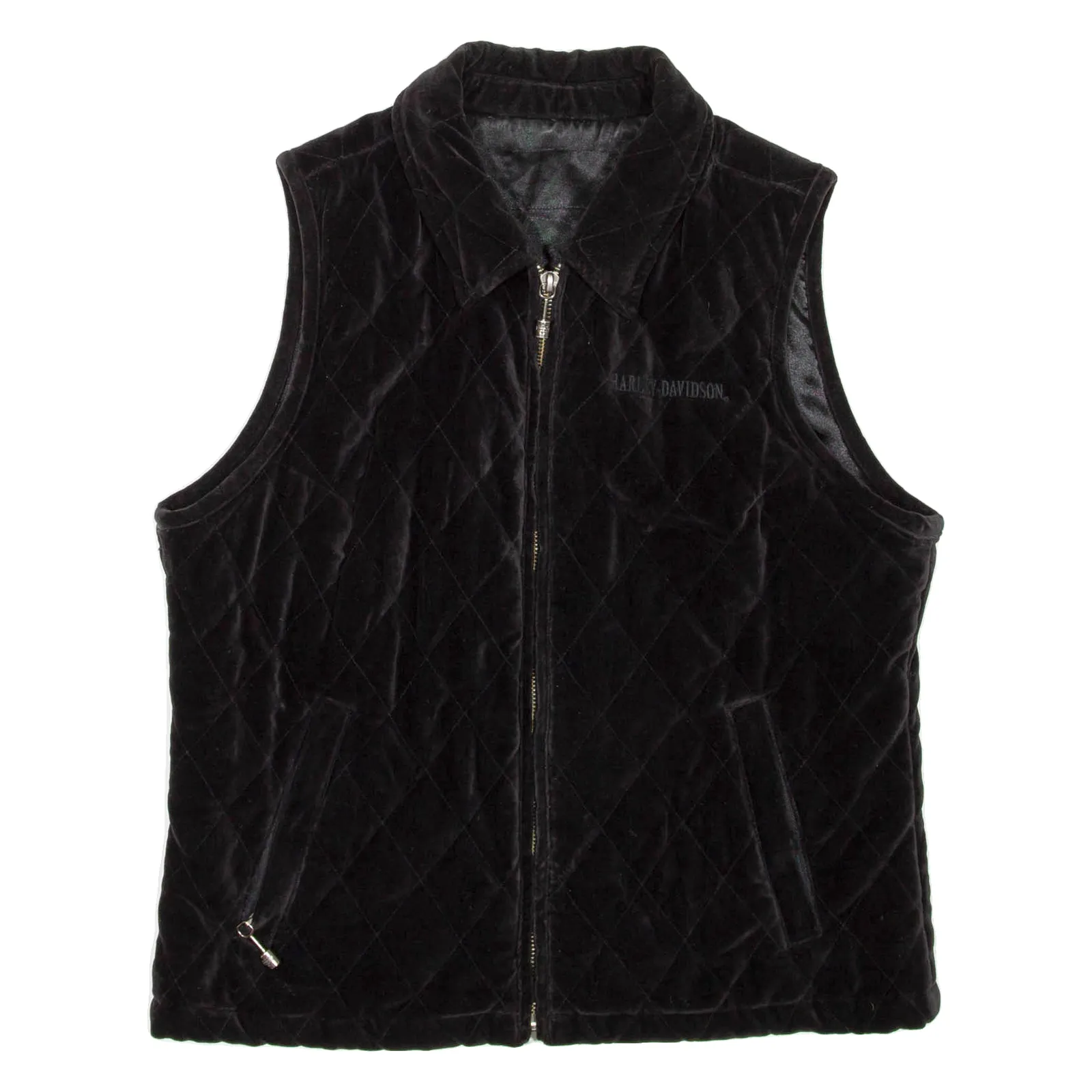 HARLEY DAVIDSON Womens Quilted Gilet Black Velvet S