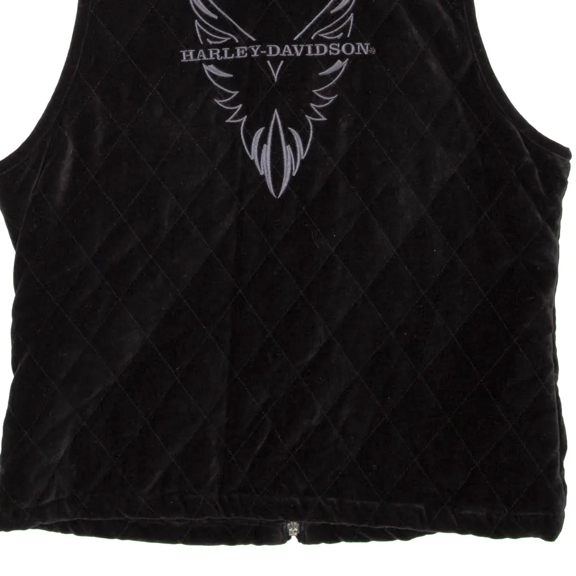 HARLEY DAVIDSON Womens Quilted Gilet Black Velvet S