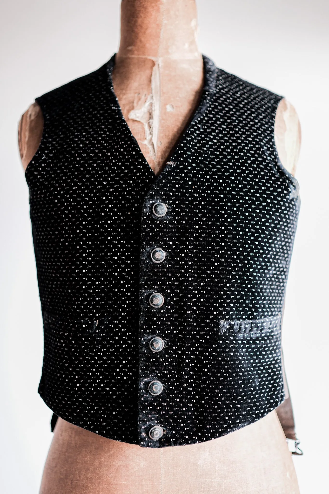 【Late 19th C】French Antique Black Velvet Gilet