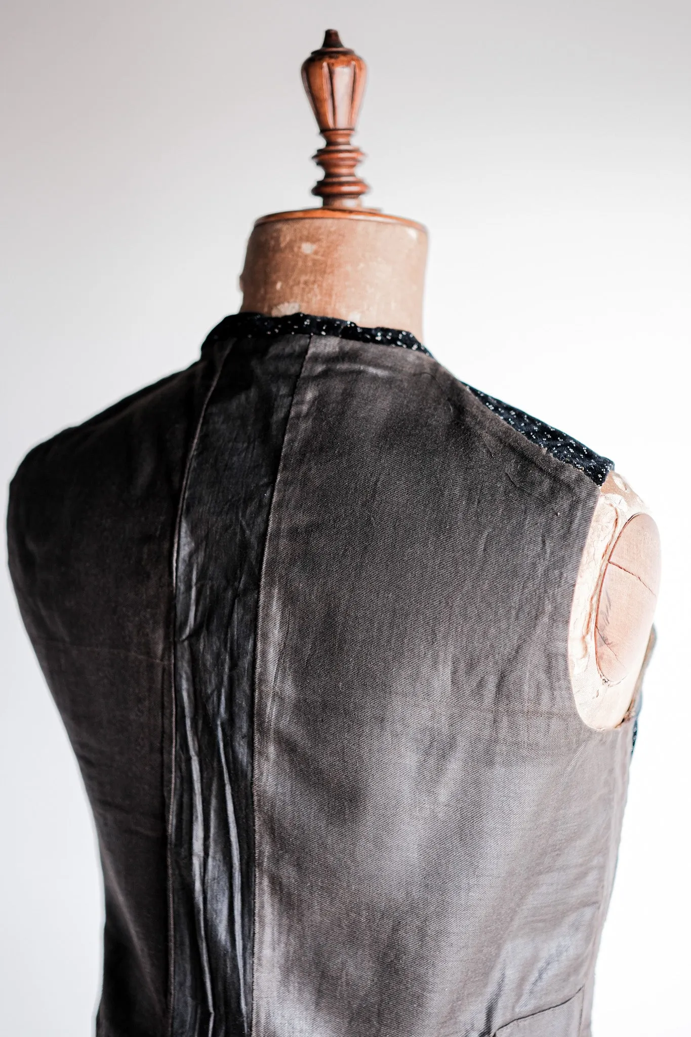 【Late 19th C】French Antique Black Velvet Gilet