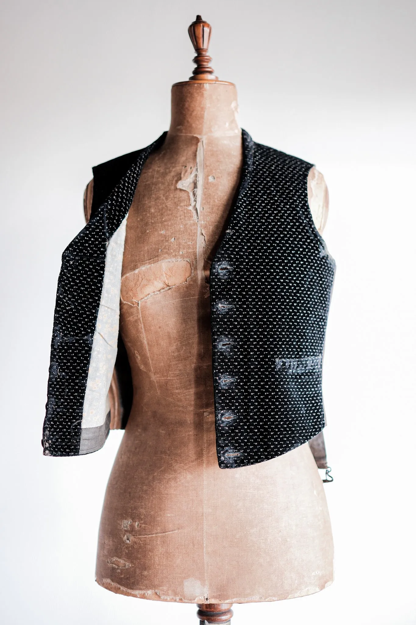 【Late 19th C】French Antique Black Velvet Gilet