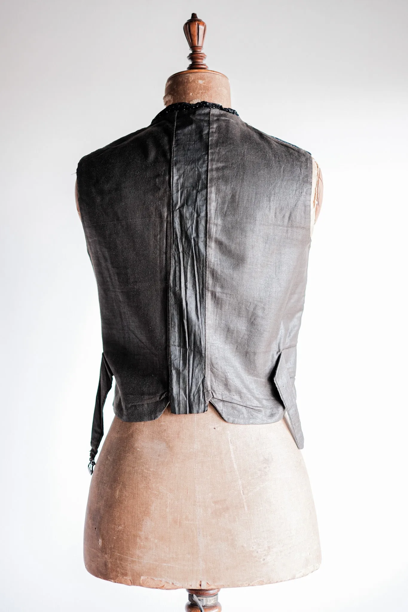【Late 19th C】French Antique Black Velvet Gilet