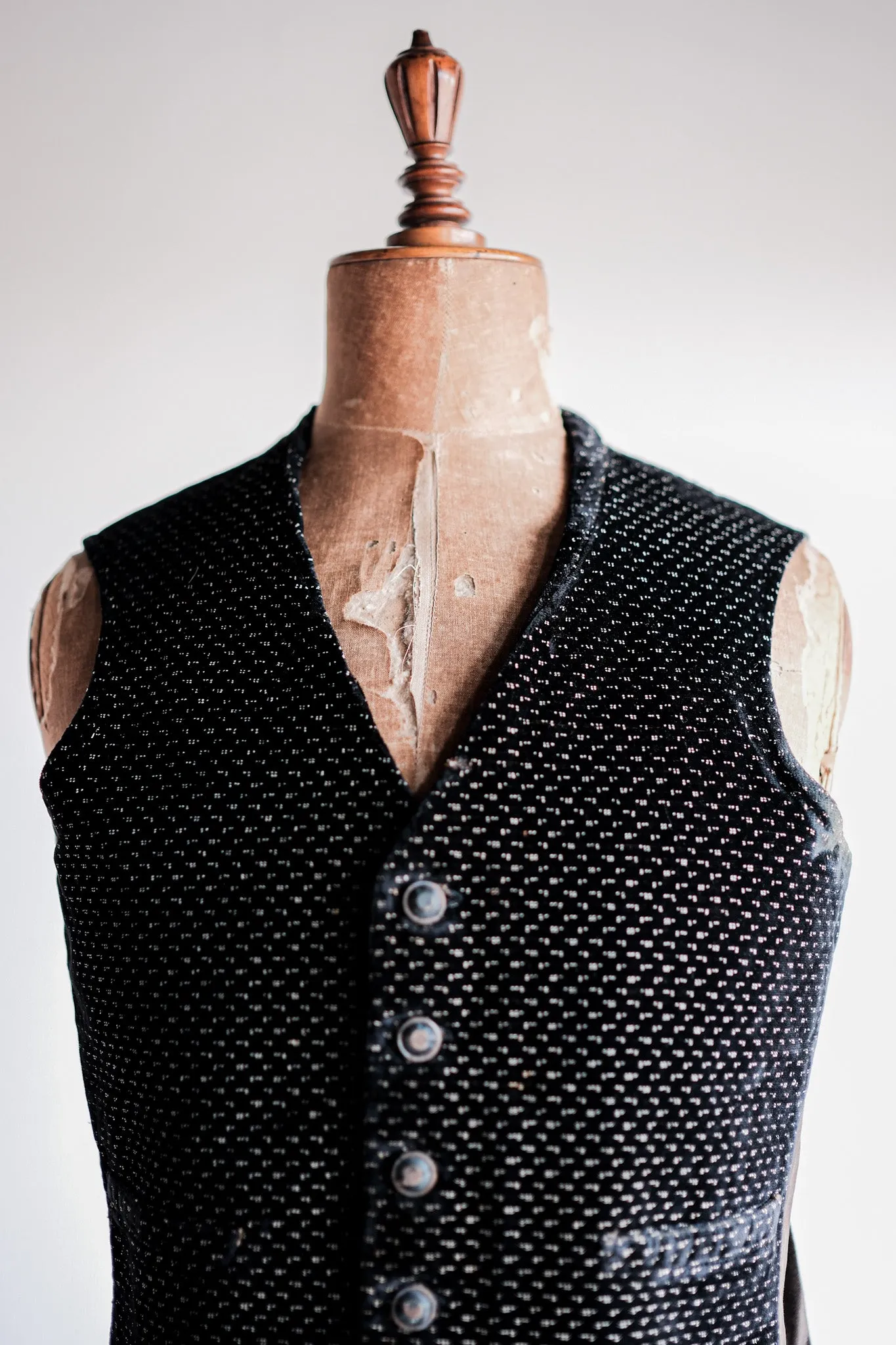 【Late 19th C】French Antique Black Velvet Gilet