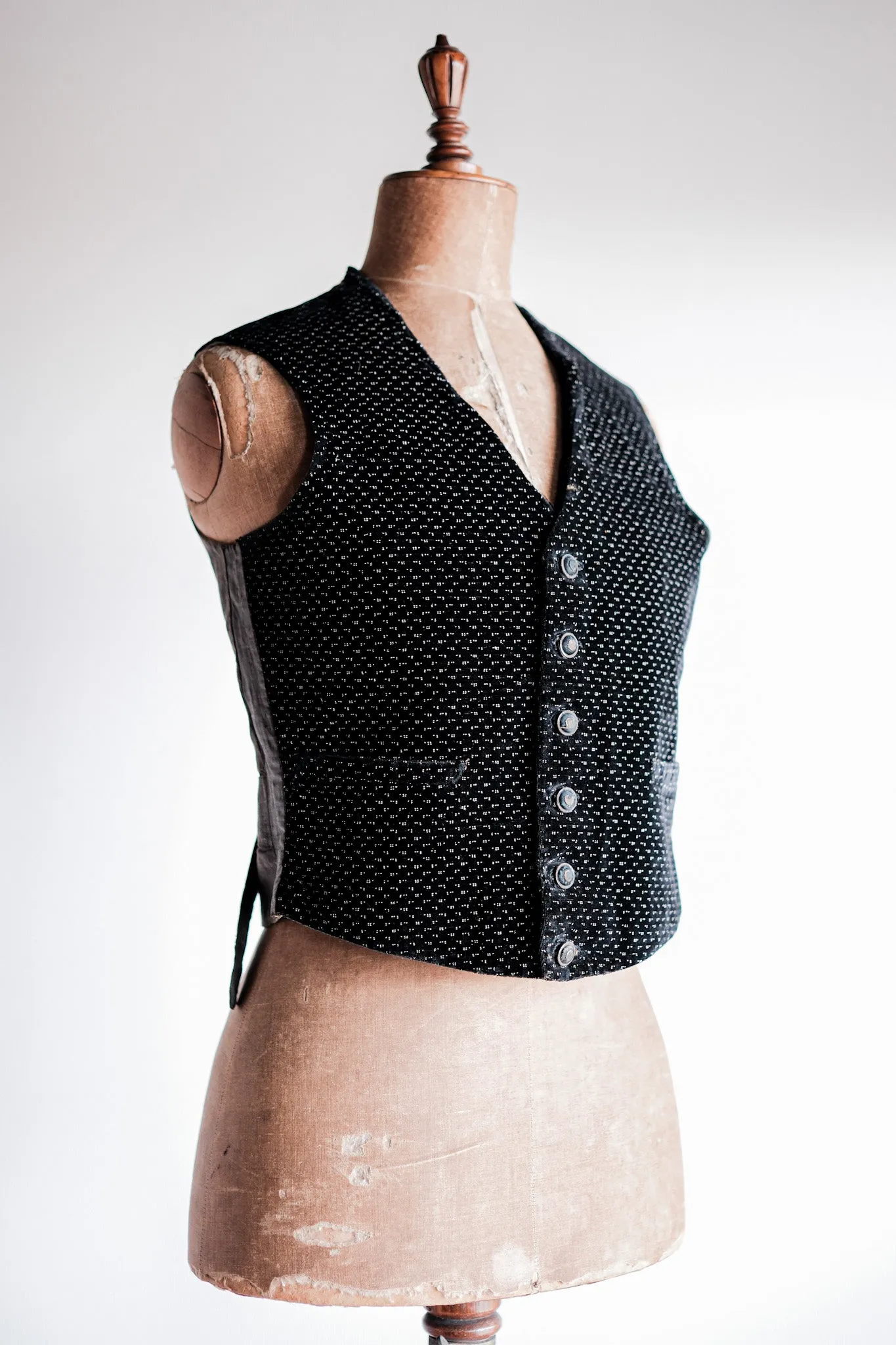 【Late 19th C】French Antique Black Velvet Gilet