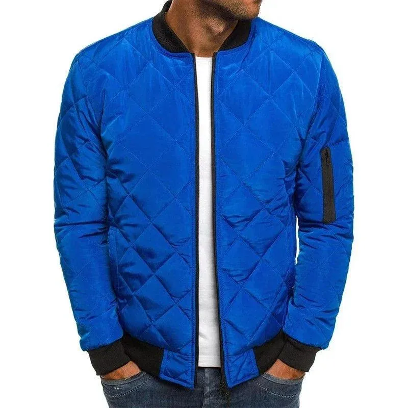 Men's Lightweight Down Jacket – Puffer Winter Coat Stand Collar Quilted Design