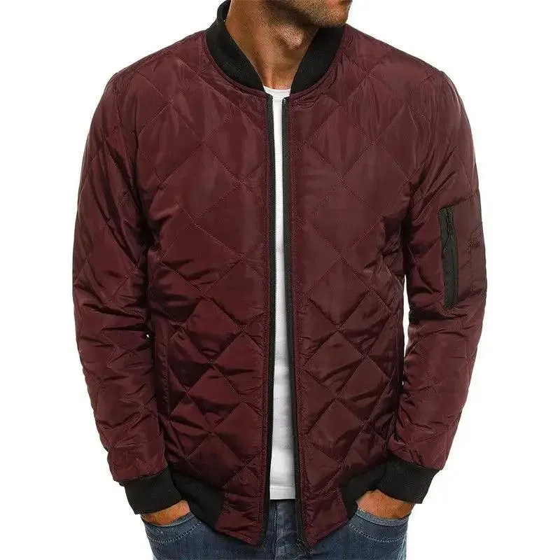 Men's Lightweight Down Jacket – Puffer Winter Coat Stand Collar Quilted Design