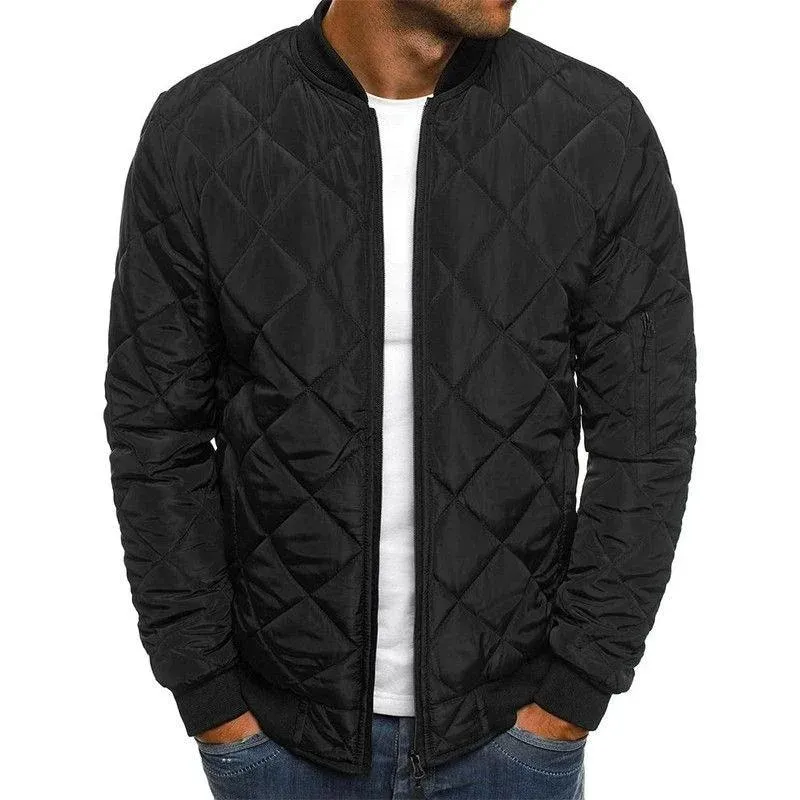 Men's Lightweight Down Jacket – Puffer Winter Coat Stand Collar Quilted Design