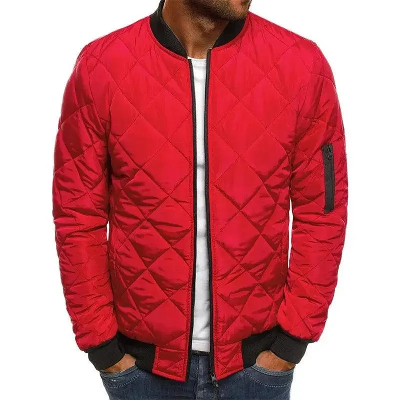 Men's Lightweight Down Jacket – Puffer Winter Coat Stand Collar Quilted Design