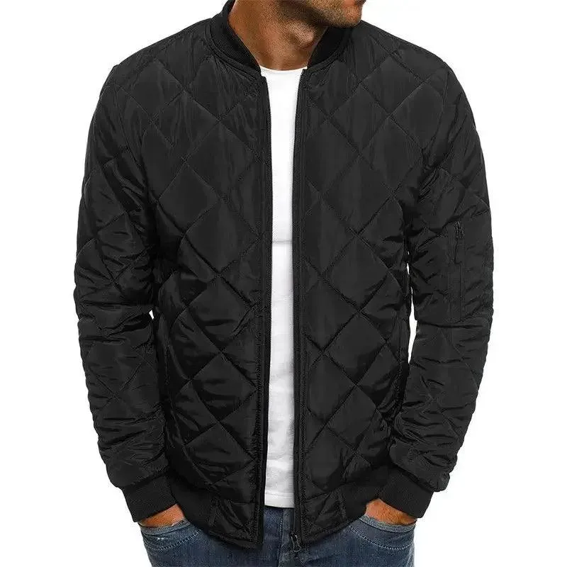 Men's Lightweight Down Jacket – Puffer Winter Coat Stand Collar Quilted Design