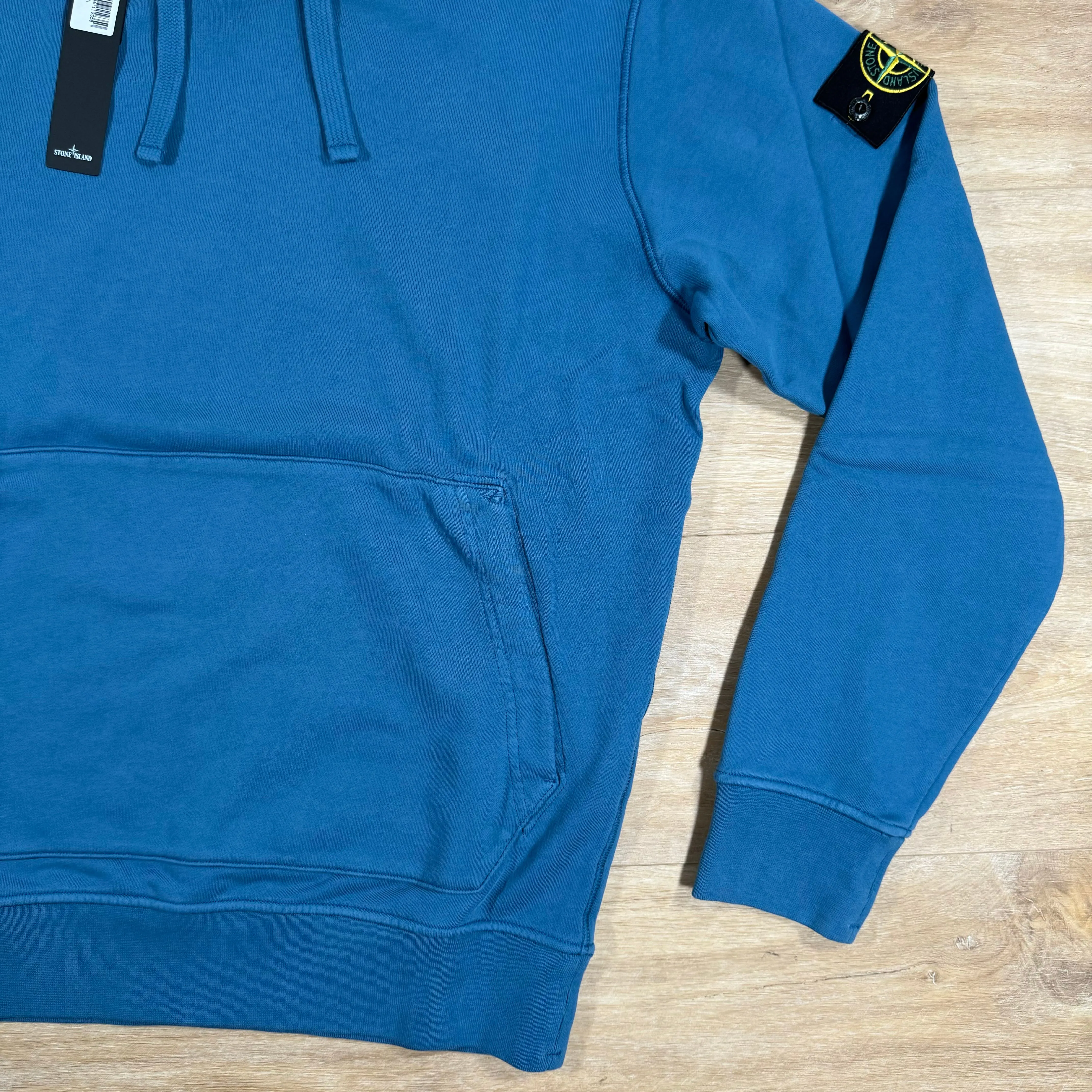 Stone Island Garment Dyed Pullover Hoodie in Avio Blue
