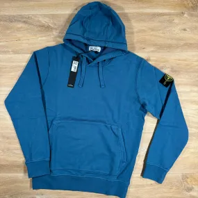 Stone Island Garment Dyed Pullover Hoodie in Avio Blue
