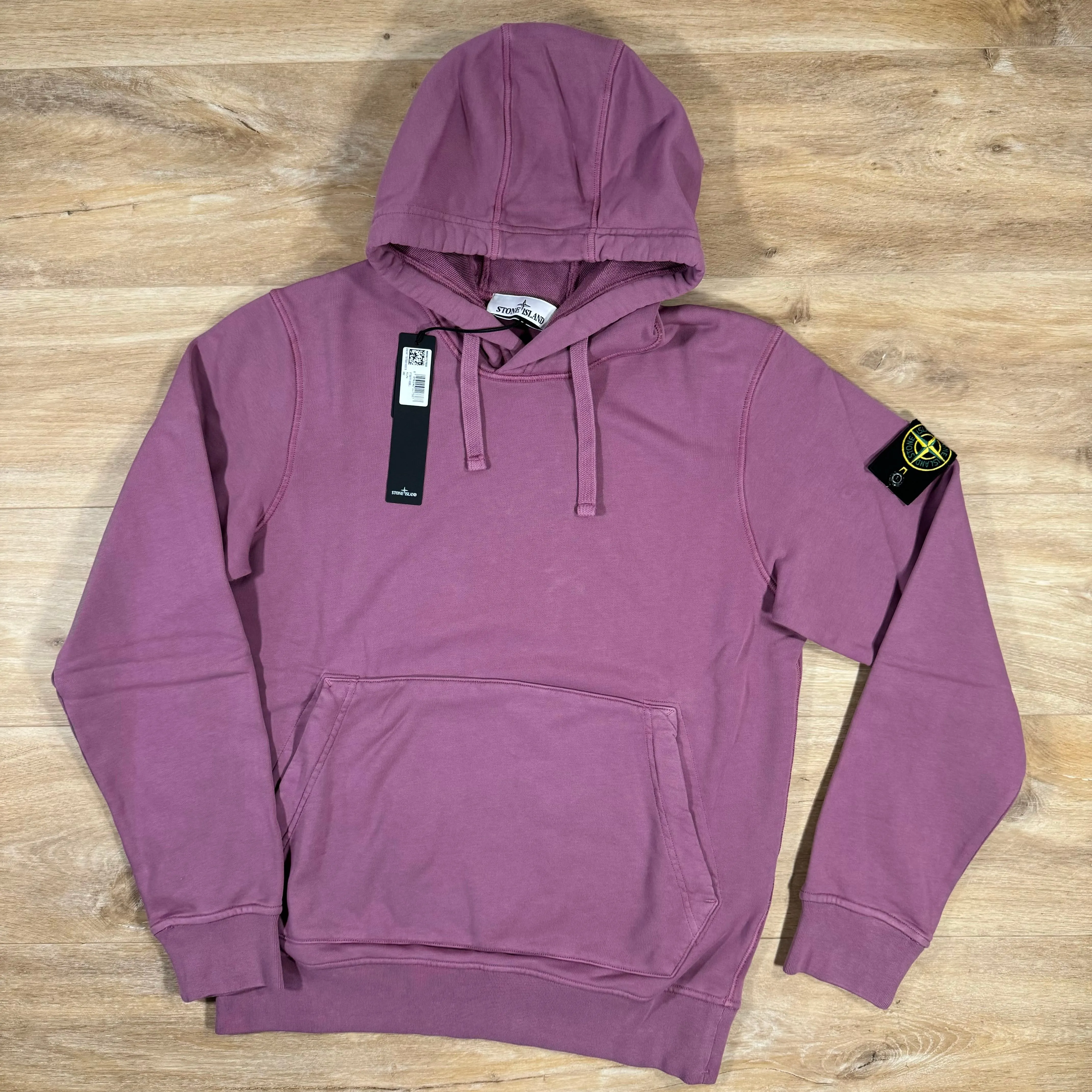 Stone Island Garment Dyed Pullover Hoodie in Onion Rose