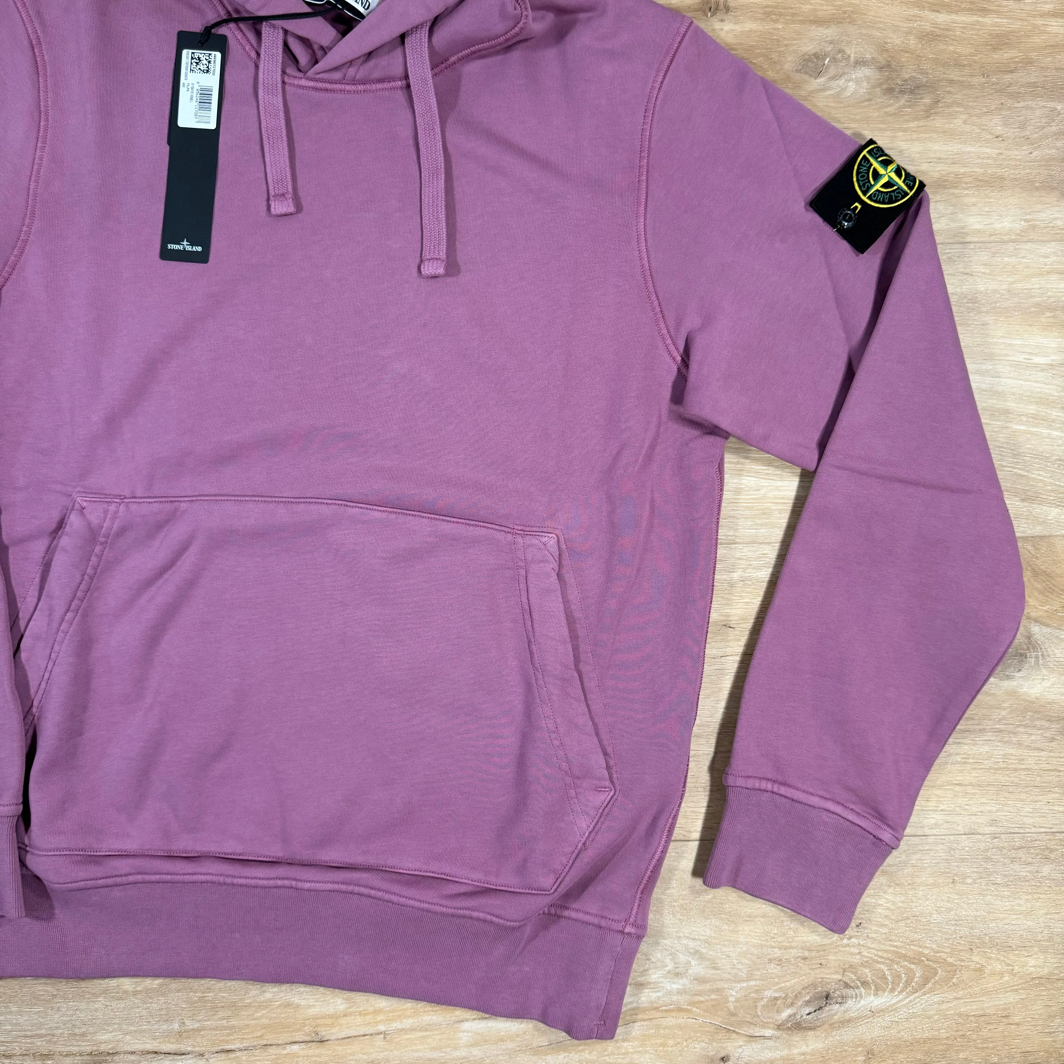 Stone Island Garment Dyed Pullover Hoodie in Onion Rose