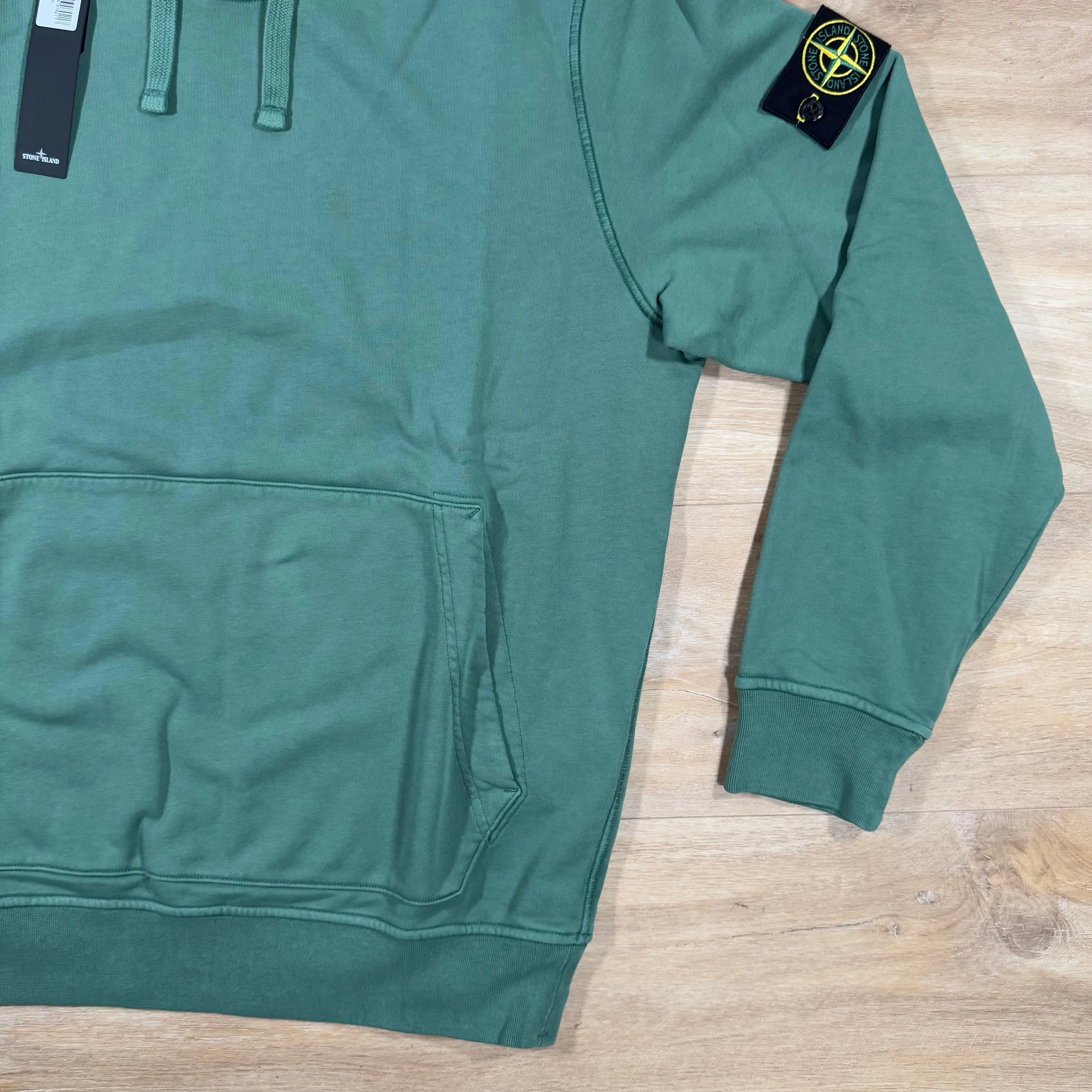Stone Island Garment Dyed Pullover Hoodie in Sage Green